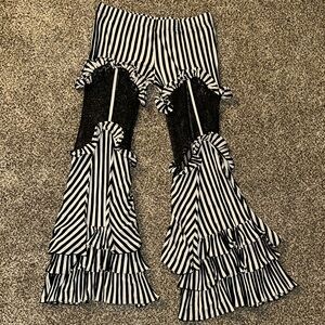 Striped Ruffle Flare Pants